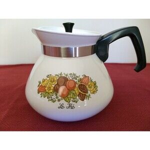 Vintage Corning Ware SPICE OF LIFE 6 Cup Tea Pot Kettle with Metal Lid P-104‎